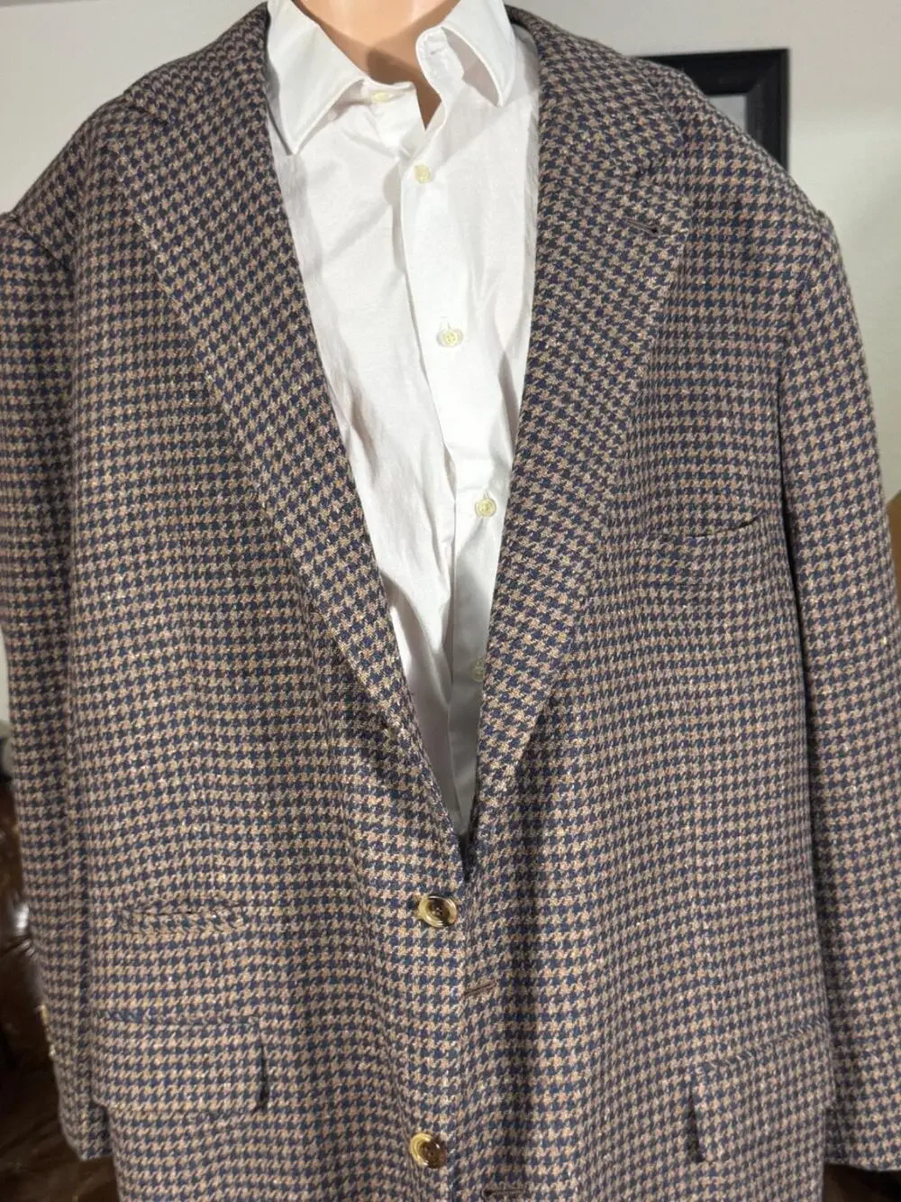 Brunello Cucinelli Houndstooth 64 54RUS Wool Cashmere Tweed Flannel XXXL Blazer